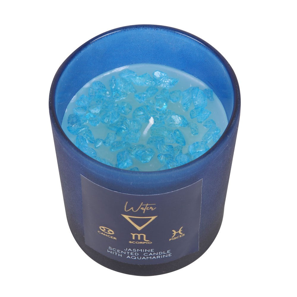 Water Element Jasmine Aquamarine Crystal Chip Candle