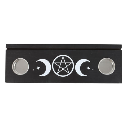 Black Triple Moon Tarot Card Stand Tealight Holder