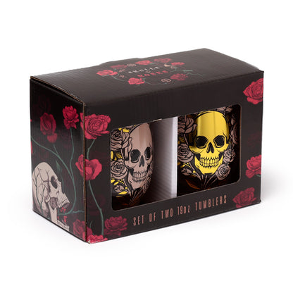 Skulls & Roses Glass Tumbler Set of 2