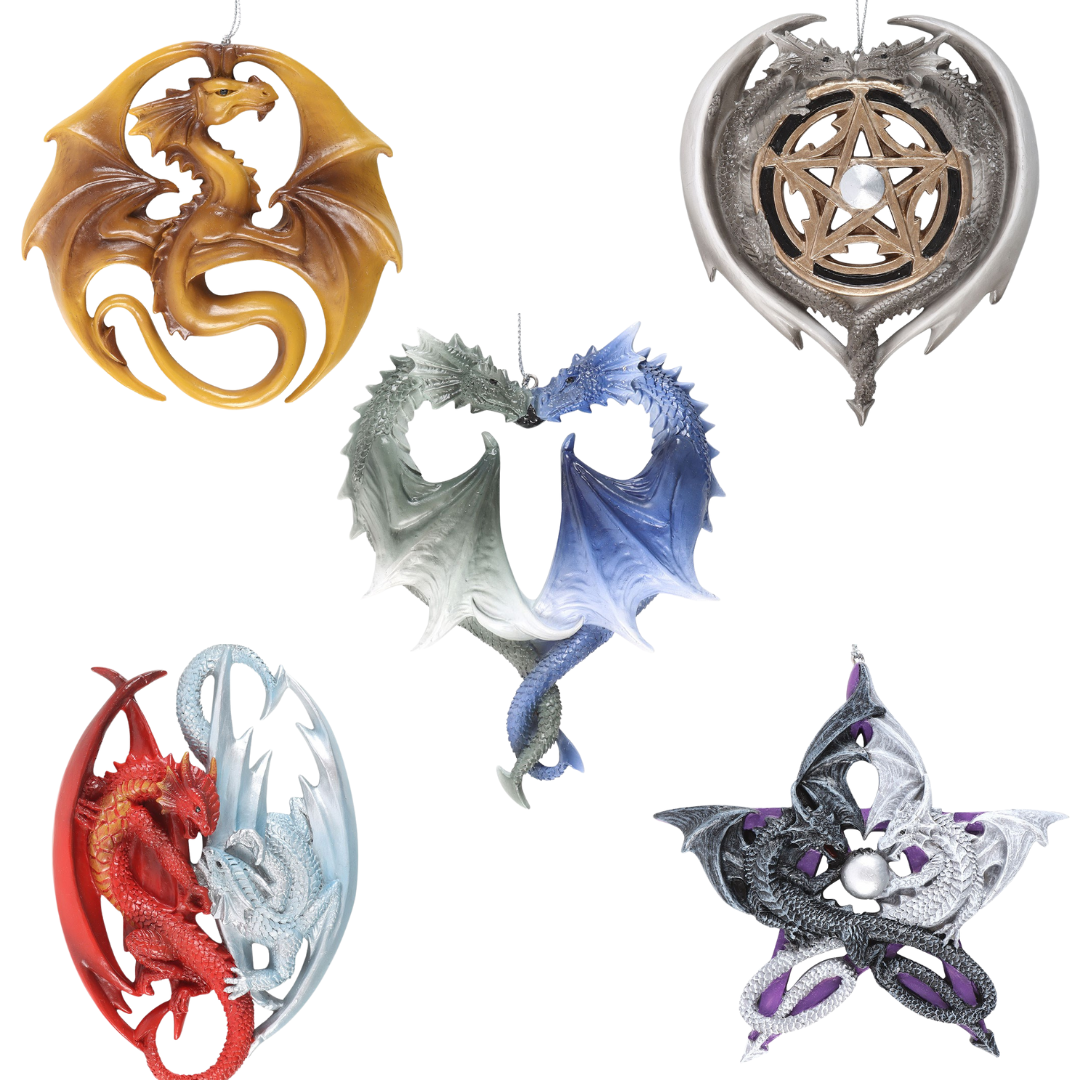 Anne Stokes Hanging Dragon Ornaments - Set of 5