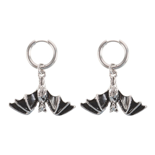 Hanging Bat Hoop Earrings