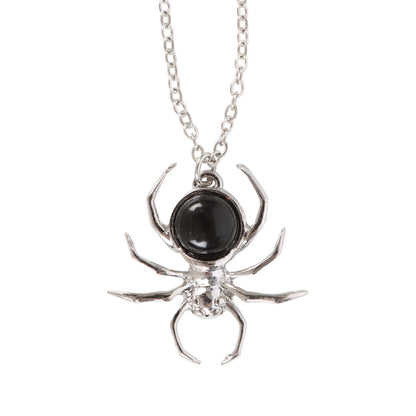 Black Obsidian Spider Pendant Necklace