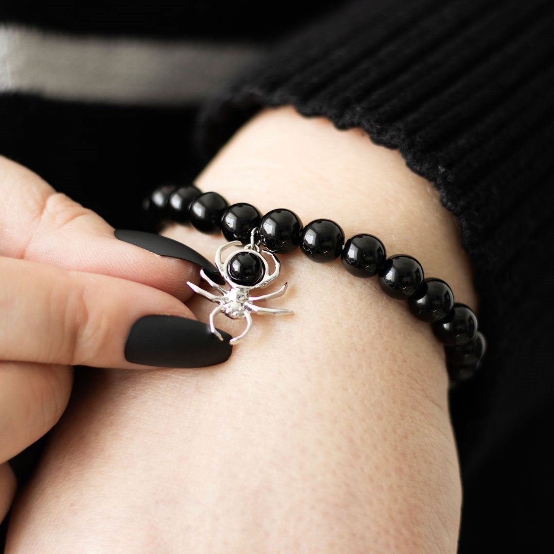 Black Obsidian Spider Bracelet