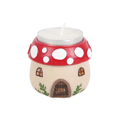 Mushroom House Resin Tealight Holder