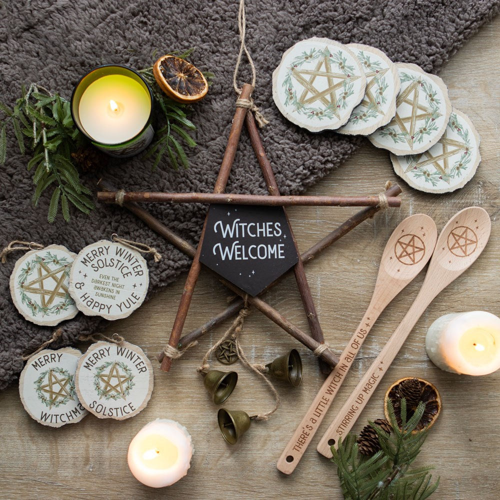 Witches Welcome Willow Pentagram Sign with Bells