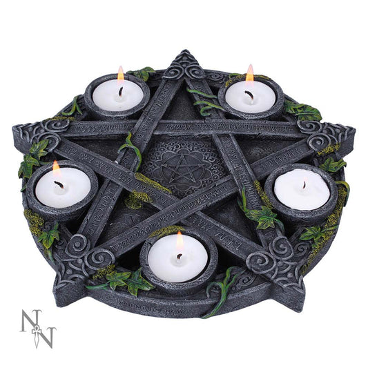 Wiccan Pentagram Tea-Light Candle Holder