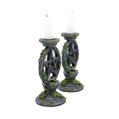 Wiccan Pentagram Candlesticks (Set of 2)