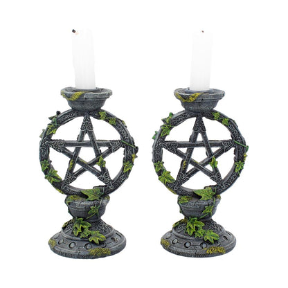 Wiccan Pentagram Candlesticks (Set of 2)