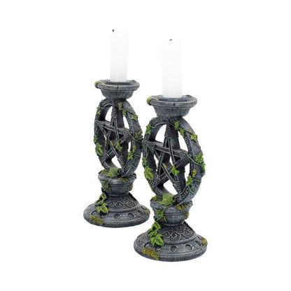 Wiccan Pentagram Candlesticks (Set of 2)