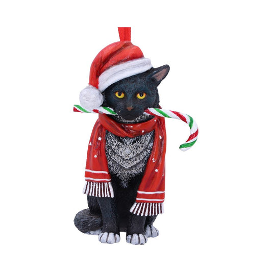 Candy Cane Cat Hanging Ornament