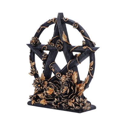 Black & Gold Floral Pentagram Figurine