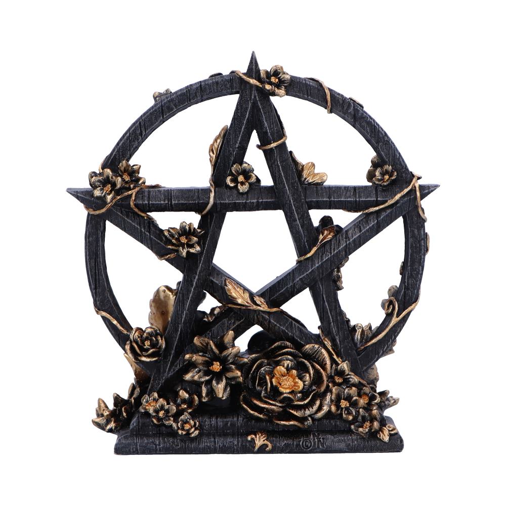 Black & Gold Floral Pentagram Figurine