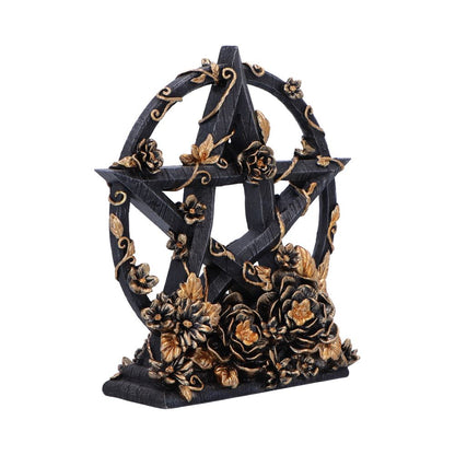 Black & Gold Floral Pentagram Figurine