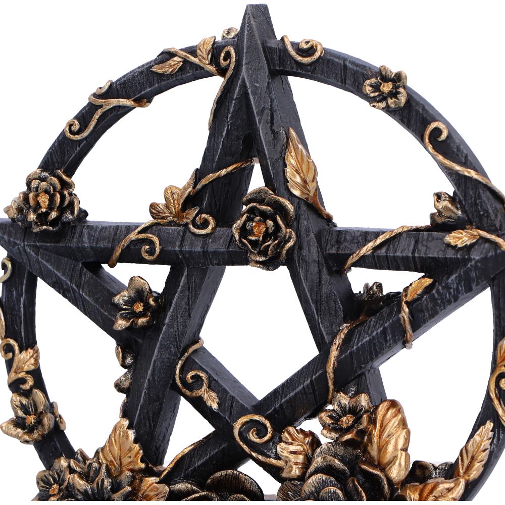 Black & Gold Floral Pentagram Figurine