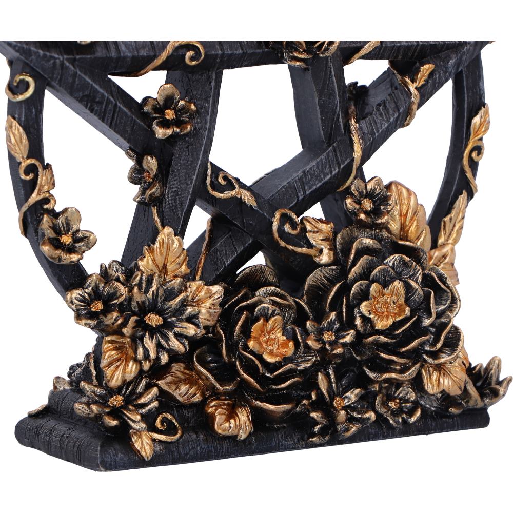 Black & Gold Floral Pentagram Figurine