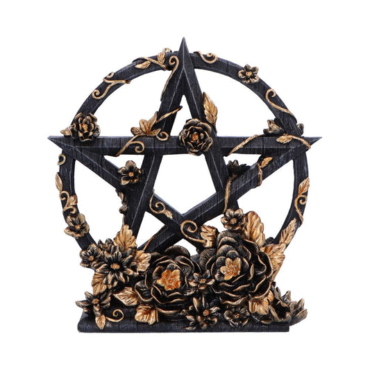 Black & Gold Floral Pentagram Figurine