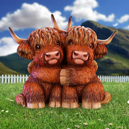 Highland Cow Hug Figurine