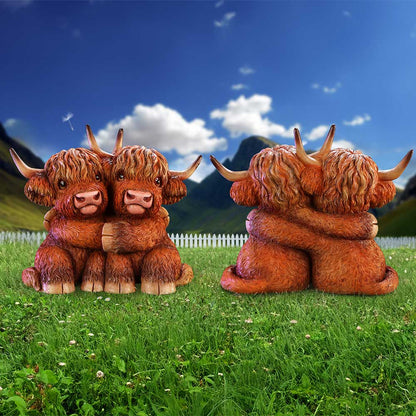 Highland Cow Hug Figurine