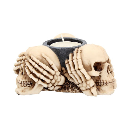 Three Wise Skulls Tealight Holder