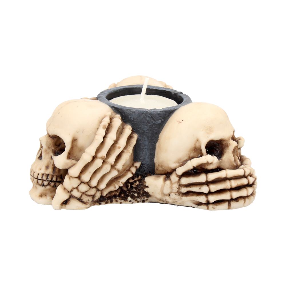 Three Wise Skulls Tealight Holder