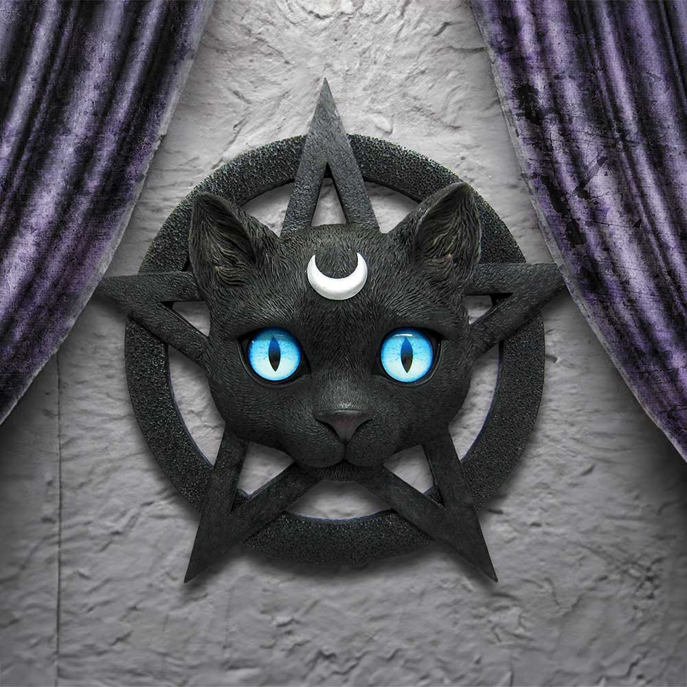 Feline Worship Cat Pentagram Wall Plaque