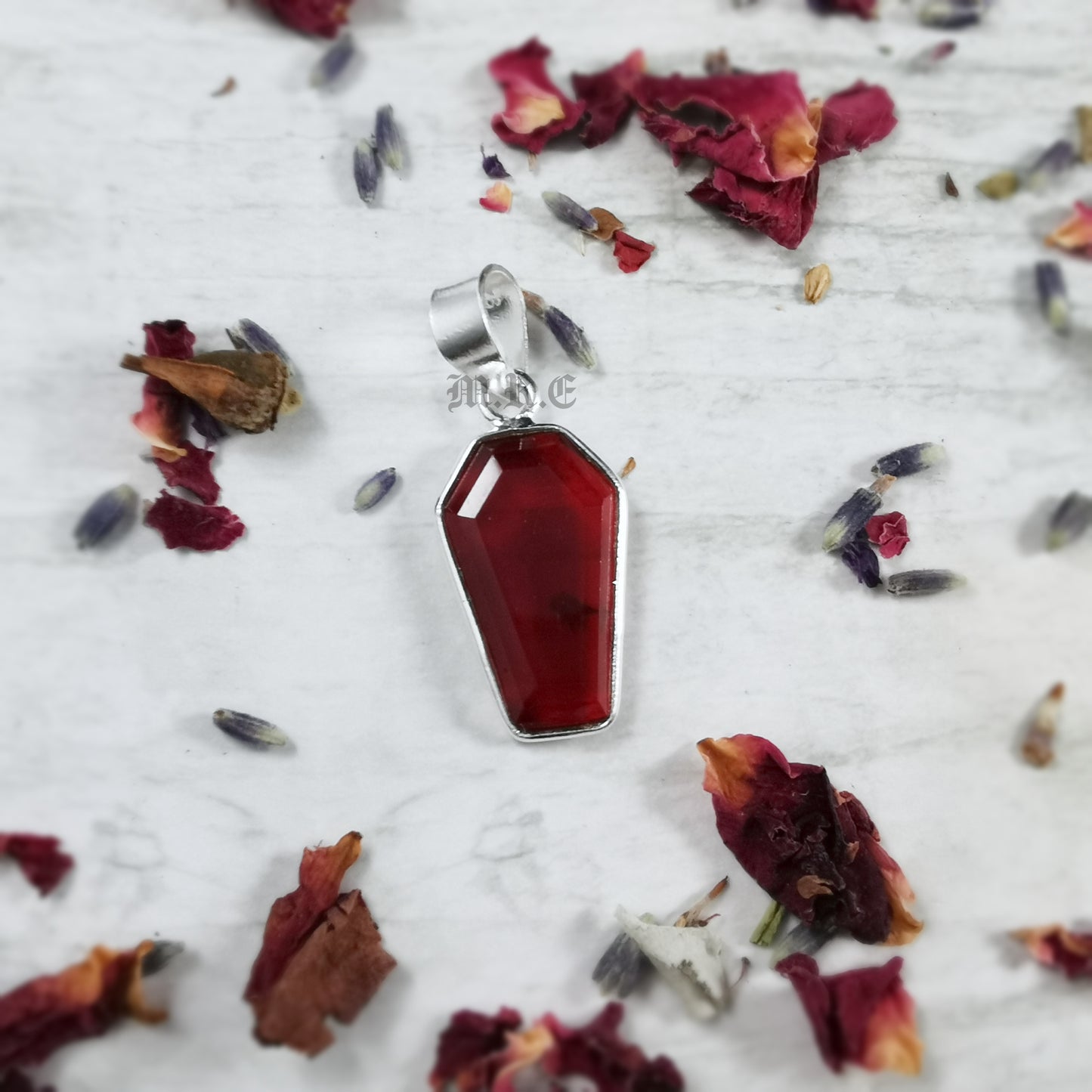 Garnet Coffin Necklace