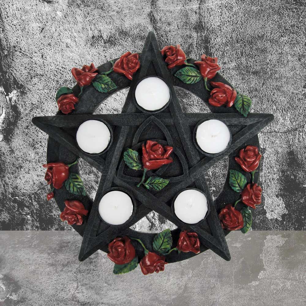 Pentagram Rose Tea-Light Candle Holder