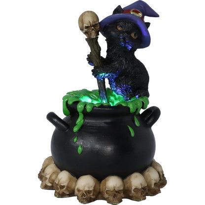 Spook Cat & Cauldron LED figurine