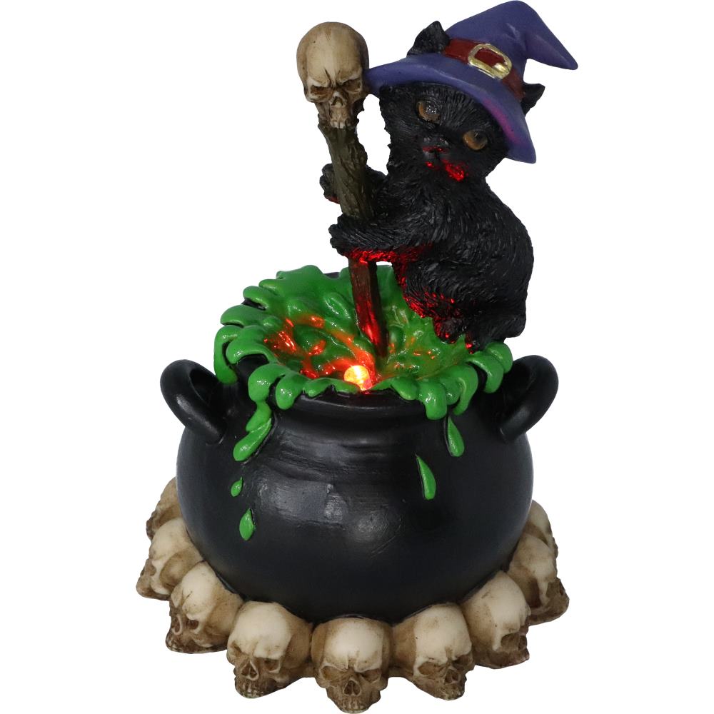 Spook Cat & Cauldron LED figurine