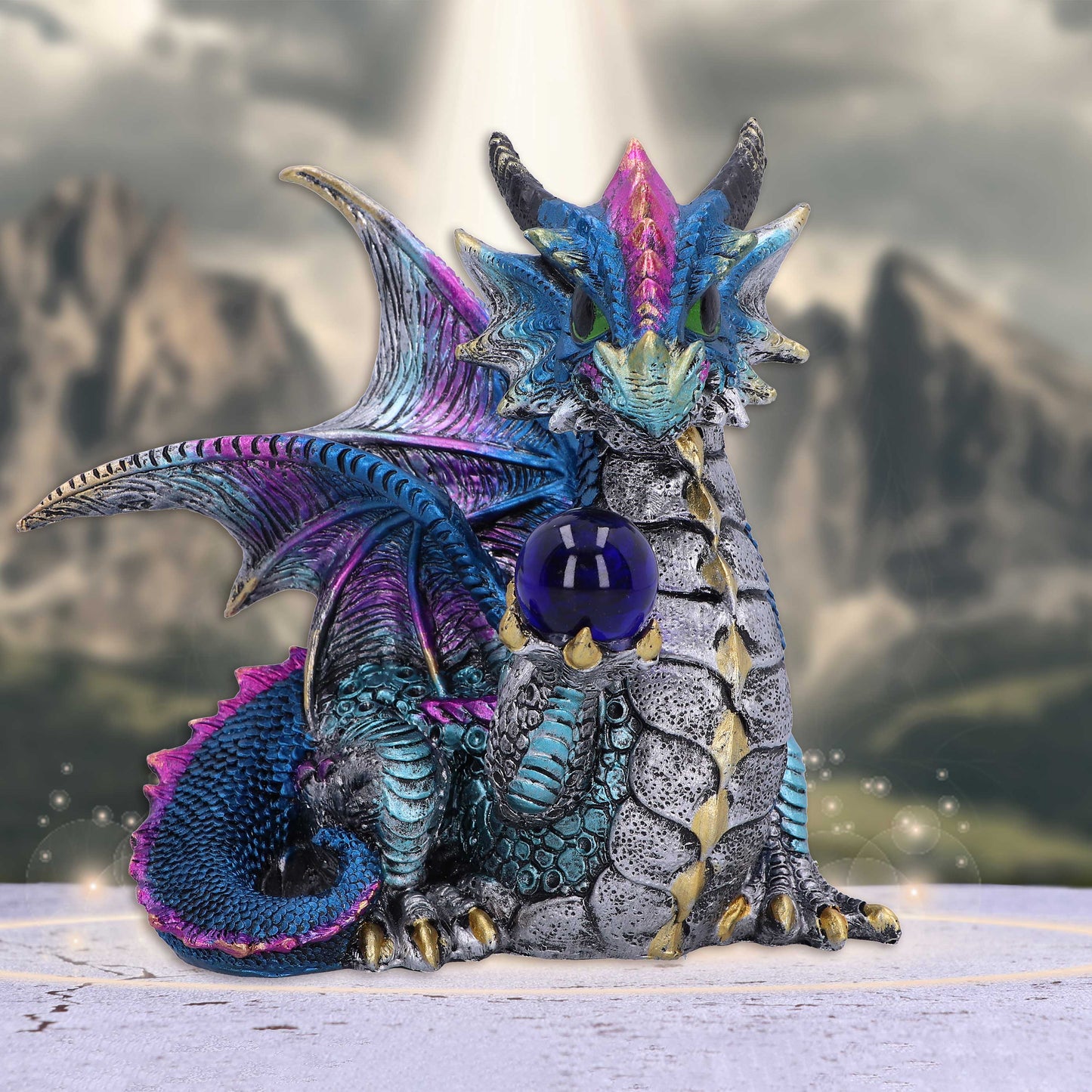 Orb Hoard Blue Dragon Figurine